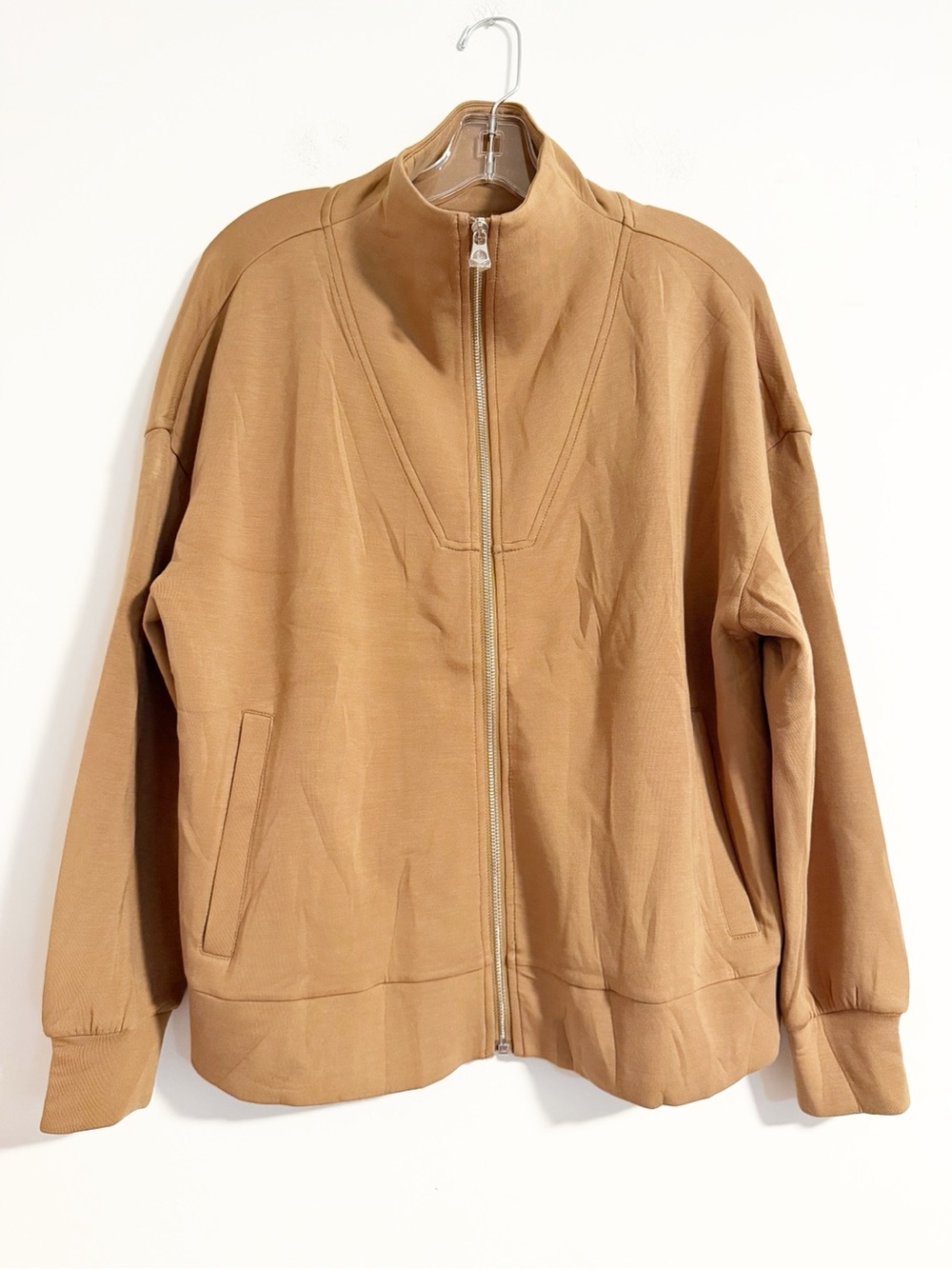 Varley DoubleSoft Ralston Zip Through Sweat Jacket Golden Bronze Camel Small